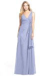 ColsBM Ashlyn Blue Heron Luxury A-line V-neck Zip up Floor Length Bridesmaid Dresses
