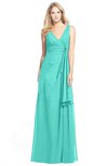 ColsBM Ashlyn Blue Turquoise Luxury A-line V-neck Zip up Floor Length Bridesmaid Dresses