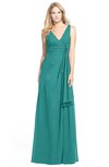 ColsBM Ashlyn Emerald Green Luxury A-line V-neck Zip up Floor Length Bridesmaid Dresses