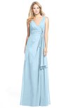 ColsBM Ashlyn Ice Blue Luxury A-line V-neck Zip up Floor Length Bridesmaid Dresses