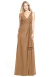 ColsBM Ashlyn Light Brown Luxury A-line V-neck Zip up Floor Length Bridesmaid Dresses
