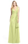 ColsBM Ashlyn Lime Sherbet Luxury A-line V-neck Zip up Floor Length Bridesmaid Dresses