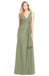 ColsBM Ashlyn Moss Green Luxury A-line V-neck Zip up Floor Length Bridesmaid Dresses