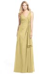 ColsBM Ashlyn New Wheat Luxury A-line V-neck Zip up Floor Length Bridesmaid Dresses