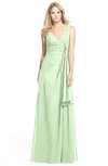 ColsBM Ashlyn Pale Green Luxury A-line V-neck Zip up Floor Length Bridesmaid Dresses