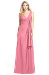 ColsBM Ashlyn Watermelon Luxury A-line V-neck Zip up Floor Length Bridesmaid Dresses