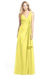 ColsBM Ashlyn Yellow Iris Luxury A-line V-neck Zip up Floor Length Bridesmaid Dresses