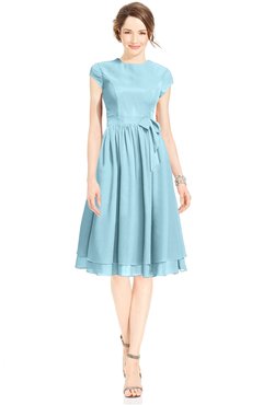 ColsBM Jane Aqua Mature Fit-n-Flare High Neck Zip up Chiffon Bridesmaid Dresses