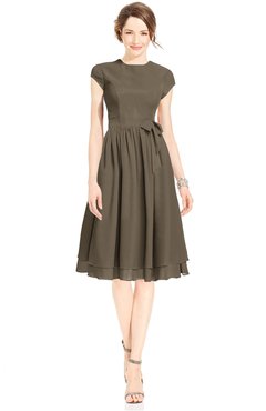 ColsBM Jane Carafe Brown Mature Fit-n-Flare High Neck Zip up Chiffon Bridesmaid Dresses