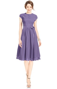 ColsBM Jane Chalk Violet Mature Fit-n-Flare High Neck Zip up Chiffon Bridesmaid Dresses