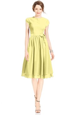 ColsBM Jane Daffodil Mature Fit-n-Flare High Neck Zip up Chiffon Bridesmaid Dresses