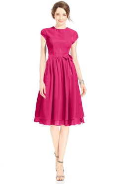 ColsBM Jane Bombay Brown Mature Fit-n-Flare High Neck Zip up Chiffon Bridesmaid Dresses