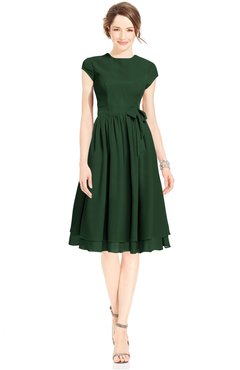 ColsBM Jane Hunter Green Mature Fit-n-Flare High Neck Zip up Chiffon Bridesmaid Dresses