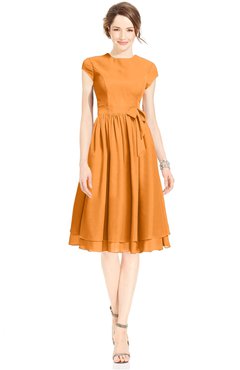 ColsBM Jane Orange Mature Fit-n-Flare High Neck Zip up Chiffon Bridesmaid Dresses