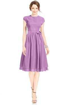 ColsBM Jane Orchid Mature Fit-n-Flare High Neck Zip up Chiffon Bridesmaid Dresses