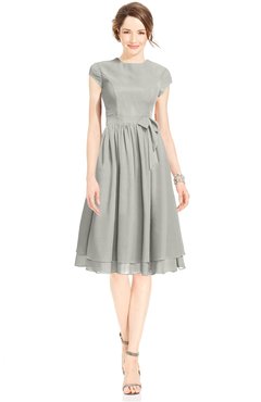 ColsBM Jane Platinum Mature Fit-n-Flare High Neck Zip up Chiffon Bridesmaid Dresses