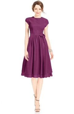 ColsBM Jane Raspberry Mature Fit-n-Flare High Neck Zip up Chiffon Bridesmaid Dresses