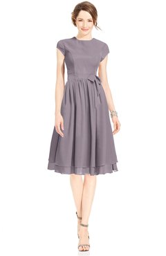 ColsBM Jane Sea Fog Mature Fit-n-Flare High Neck Zip up Chiffon Bridesmaid Dresses