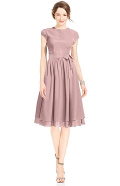 ColsBM Jane Silver Pink Mature Fit-n-Flare High Neck Zip up Chiffon Bridesmaid Dresses