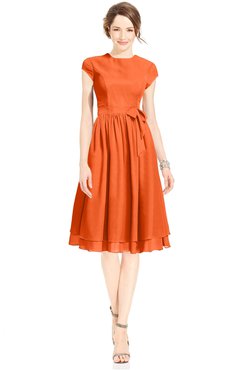 ColsBM Jane Tangerine Mature Fit-n-Flare High Neck Zip up Chiffon Bridesmaid Dresses