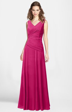 ColsBM Lina Beetroot Purple  Fit-n-Flare V-neck Zip up Chiffon Bridesmaid Dresses