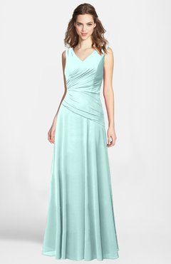 ColsBM Lina Blue Glass  Fit-n-Flare V-neck Zip up Chiffon Bridesmaid Dresses