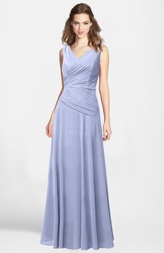 ColsBM Lina Blue Heron Fit-n-Flare V-neck Zip up Chiffon Bridesmaid Dresses