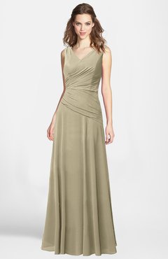 ColsBM Lina Candied Ginger  Fit-n-Flare V-neck Zip up Chiffon Bridesmaid Dresses