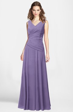 ColsBM Lina Chalk Violet  Fit-n-Flare V-neck Zip up Chiffon Bridesmaid Dresses