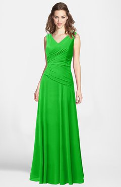 ColsBM Lina Classic Green  Fit-n-Flare V-neck Zip up Chiffon Bridesmaid Dresses