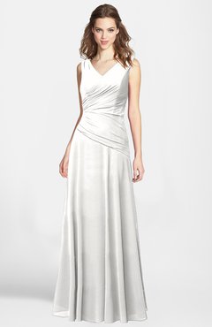 ColsBM Lina Cloud White  Fit-n-Flare V-neck Zip up Chiffon Bridesmaid Dresses
