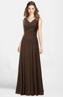 ColsBM Lina Copper  Fit-n-Flare V-neck Zip up Chiffon Bridesmaid Dresses