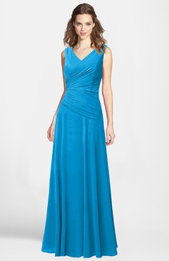 ColsBM Lina Cornflower Blue  Fit-n-Flare V-neck Zip up Chiffon Bridesmaid Dresses