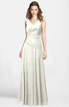 ColsBM Lina Cream  Fit-n-Flare V-neck Zip up Chiffon Bridesmaid Dresses