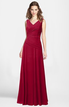 ColsBM Lina Dark Red  Fit-n-Flare V-neck Zip up Chiffon Bridesmaid Dresses