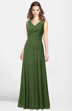 ColsBM Lina Garden Green  Fit-n-Flare V-neck Zip up Chiffon Bridesmaid Dresses
