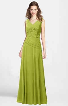 ColsBM Lina Green Oasis  Fit-n-Flare V-neck Zip up Chiffon Bridesmaid Dresses
