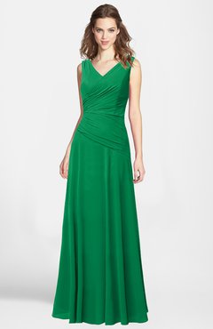 ColsBM Lina Green  Fit-n-Flare V-neck Zip up Chiffon Bridesmaid Dresses