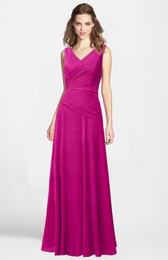 ColsBM Lina Hot Pink  Fit-n-Flare V-neck Zip up Chiffon Bridesmaid Dresses