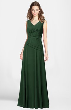 ColsBM Lina Hunter Green  Fit-n-Flare V-neck Zip up Chiffon Bridesmaid Dresses