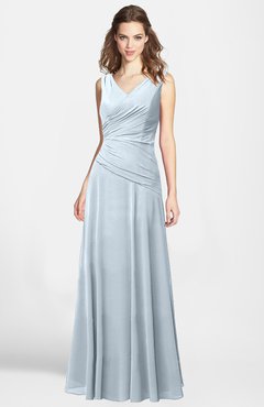 ColsBM Lina Illusion Blue  Fit-n-Flare V-neck Zip up Chiffon Bridesmaid Dresses