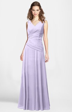 ColsBM Lina Light Purple  Fit-n-Flare V-neck Zip up Chiffon Bridesmaid Dresses
