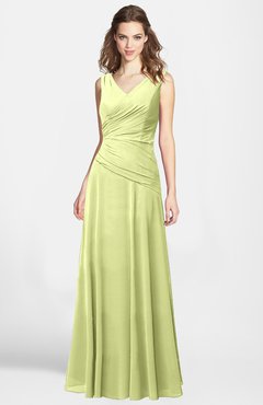 ColsBM Lina Lime Green  Fit-n-Flare V-neck Zip up Chiffon Bridesmaid Dresses