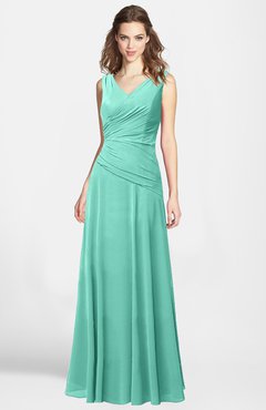 ColsBM Lina Mint Green  Fit-n-Flare V-neck Zip up Chiffon Bridesmaid Dresses