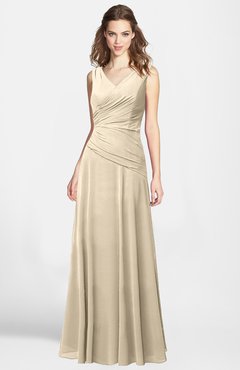 ColsBM Lina Novelle Peach  Fit-n-Flare V-neck Zip up Chiffon Bridesmaid Dresses