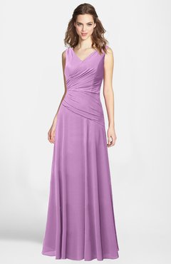 ColsBM Lina Orchid  Fit-n-Flare V-neck Zip up Chiffon Bridesmaid Dresses