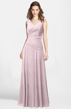 ColsBM Lina Pale Lilac  Fit-n-Flare V-neck Zip up Chiffon Bridesmaid Dresses