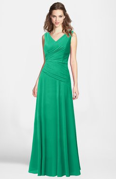 ColsBM Lina Pepper Green  Fit-n-Flare V-neck Zip up Chiffon Bridesmaid Dresses