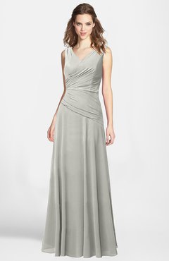 ColsBM Lina Platinum  Fit-n-Flare V-neck Zip up Chiffon Bridesmaid Dresses