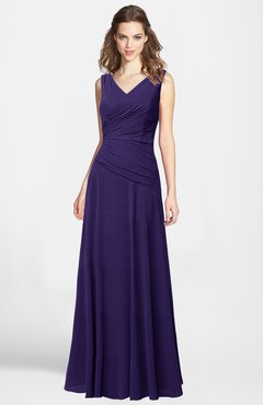 ColsBM Lina Royal Purple  Fit-n-Flare V-neck Zip up Chiffon Bridesmaid Dresses